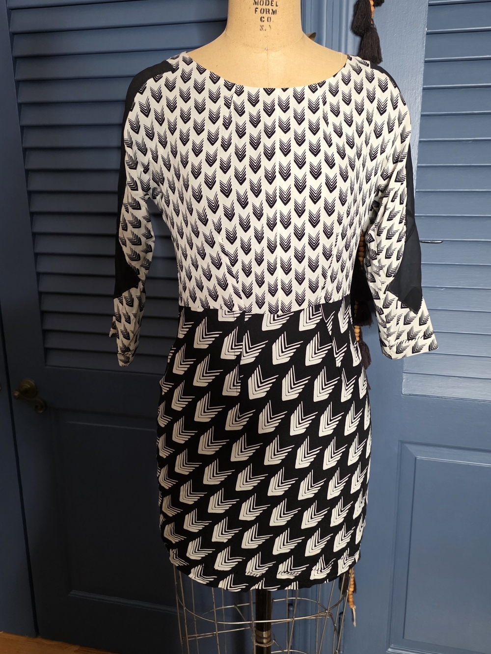 rag & bone Black and White Patterned Pencil Skirt